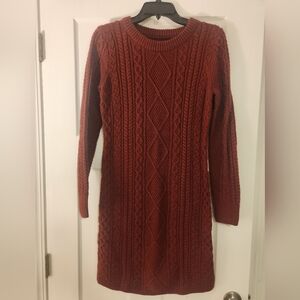 Merona Long Sleeve Cable Knit Dress - Rust